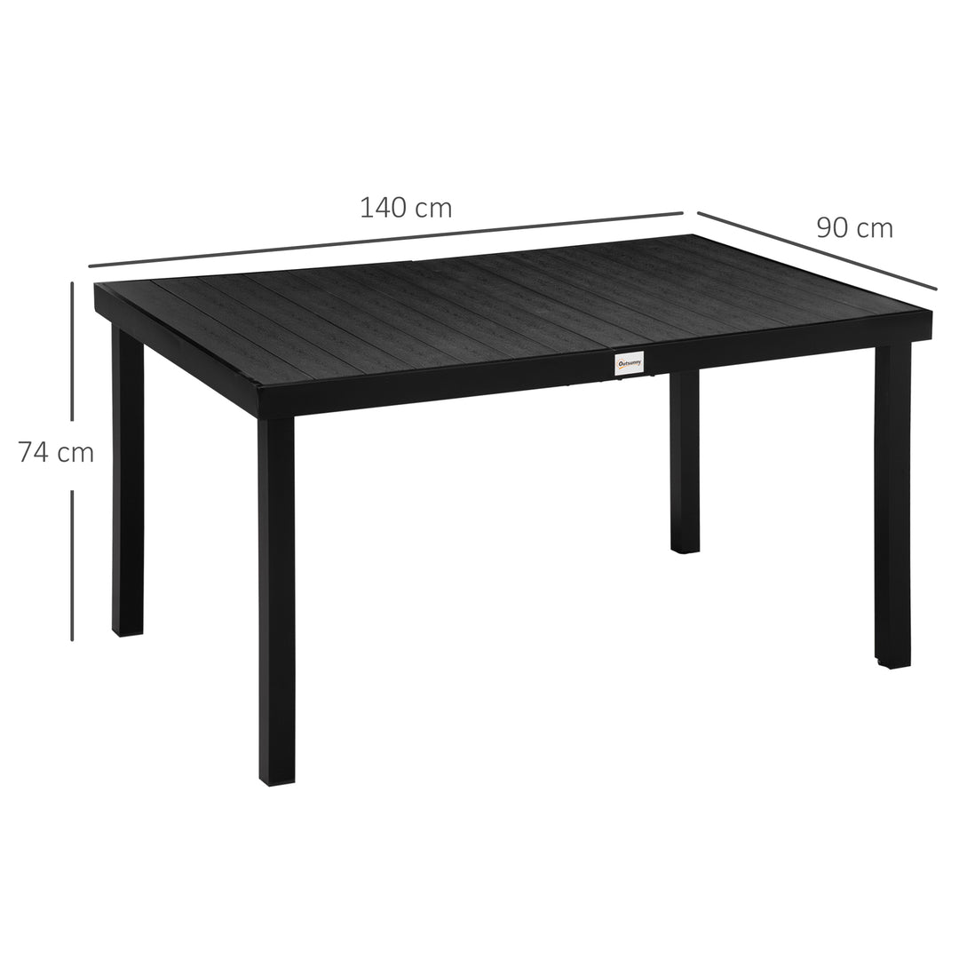 Havebord til 6 personer, spisebord, aluminiumsbord, havemøbler, loungemøbler, letplejelig plastik, sort, 140 x 90 x 74 cm