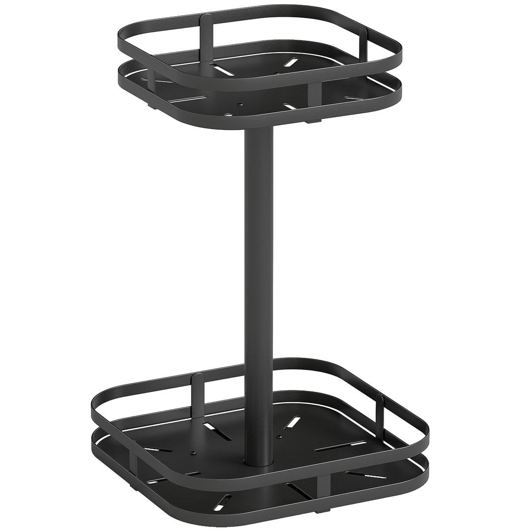 Roterende krydderirist, 2-lags design, sugekopfødder, metal, sort