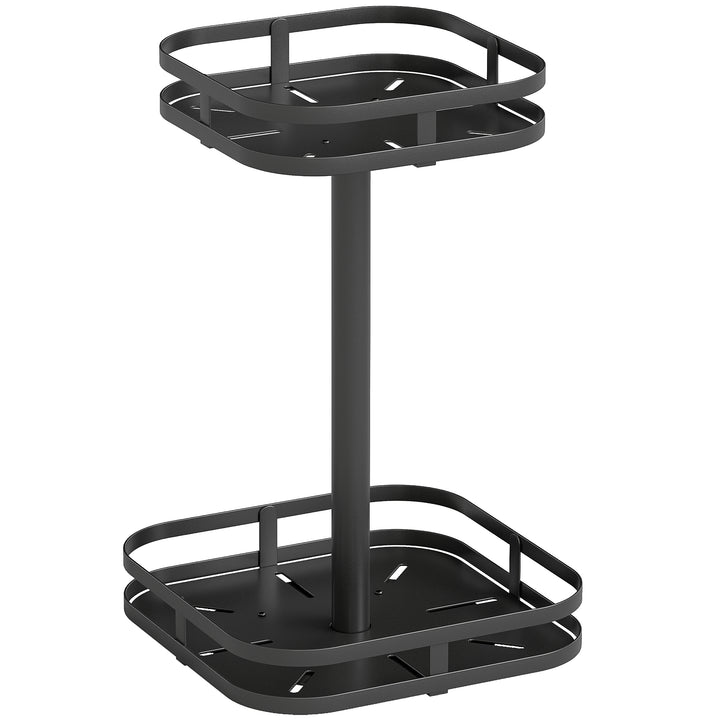 Roterende krydderirist, 2-lags design, sugekopfødder, metal, sort