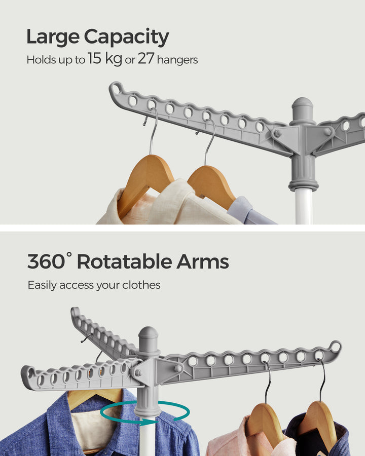 Foldbart 360° tørrestativ i rustfrit stål – pladsbesparende design