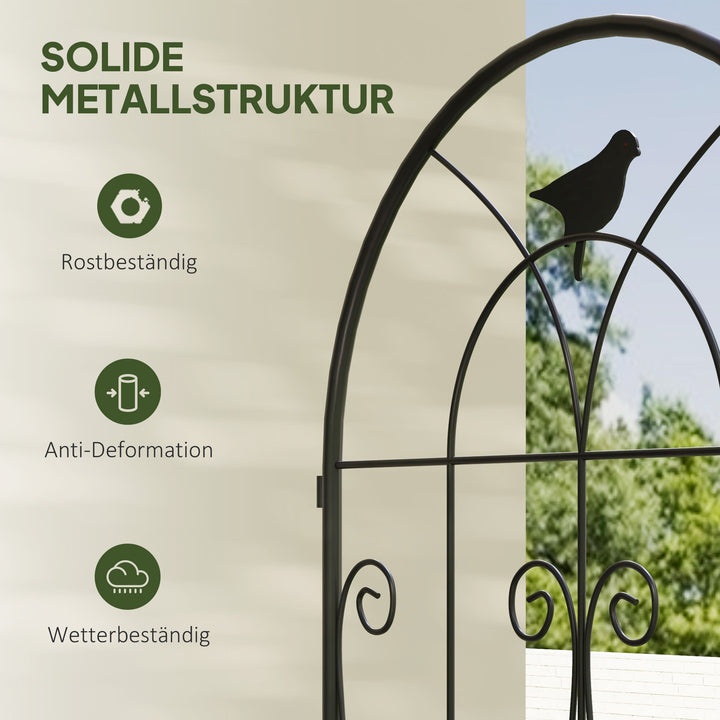 Metalespalier sæt med 2 til stikkontakt, rustfri, med fugledesign til klatreplanter, 50x120 cm, sort