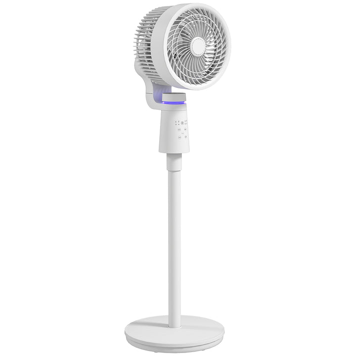 Sokkelventilator, luftcirkulator, ventilator med 3 hastighedsindstillinger, fjernbetjening, timer, 70°+90° oscillation