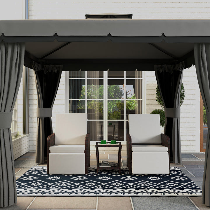 Udendørs tæppe terrassetæppe vejrbestandigt moderne design 182 cm x 274 cm x 0,3 cm sort + hvid