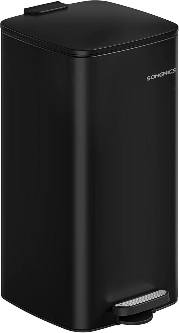 30L køkken affaldsspand i blæk sort, med indvendig spand, soft close låg og holde åbent funktion