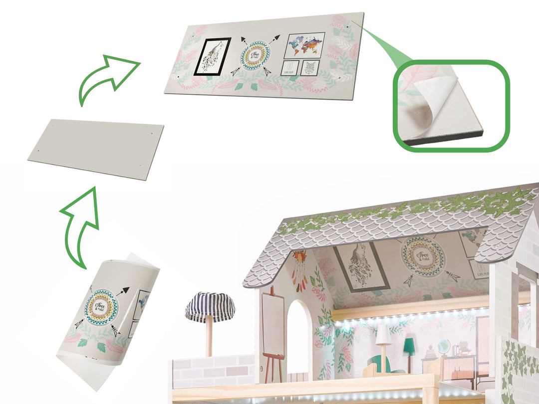 Boho LED dukkehus i træ