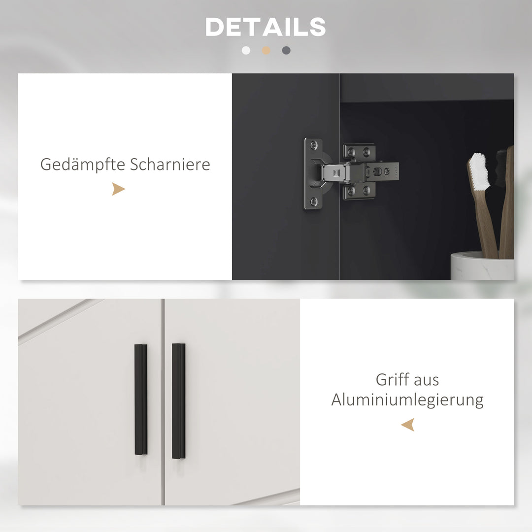 Badeværelsesskab, badeværelseskommode, vaskeskab, 2 niveauer, træ, lysegrå