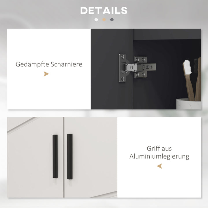 Badeværelsesskab, badeværelseskommode, vaskeskab, 2 niveauer, træ, lysegrå