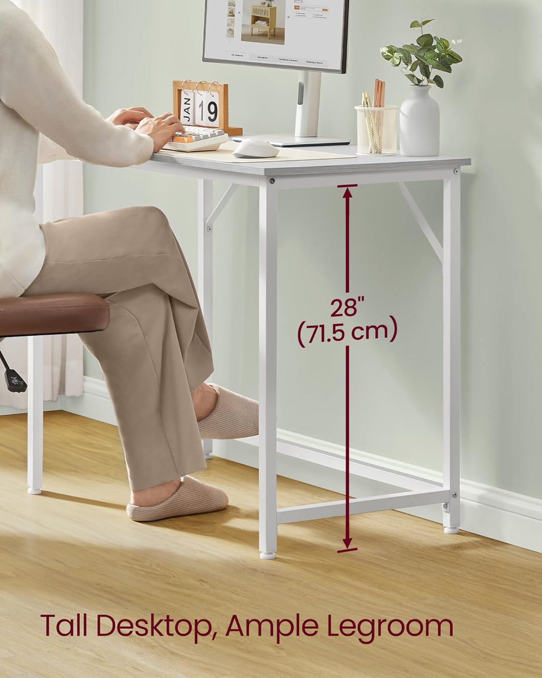 Computer skrivebord, 100 x 50 x 76 cm, hvid