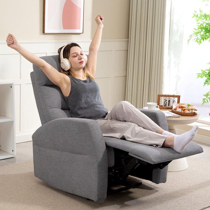 Justerbar lænestol med fodstøtte, moderne polstret stol, mørkegrå