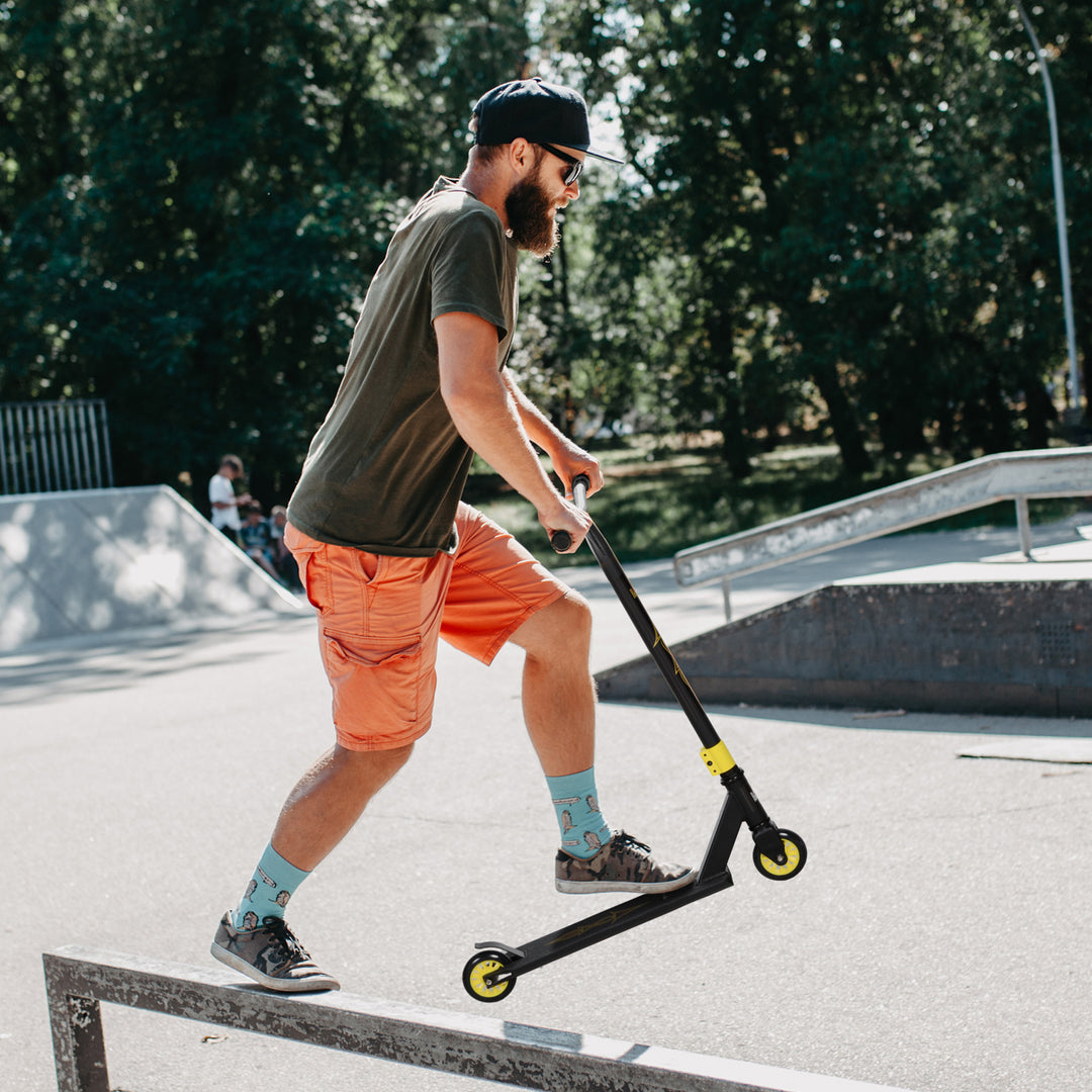 Pro stunt scooter, kick scooter til freestyle tricks, aluminium, metal, syntetisk læder, til børn og voksne, guld