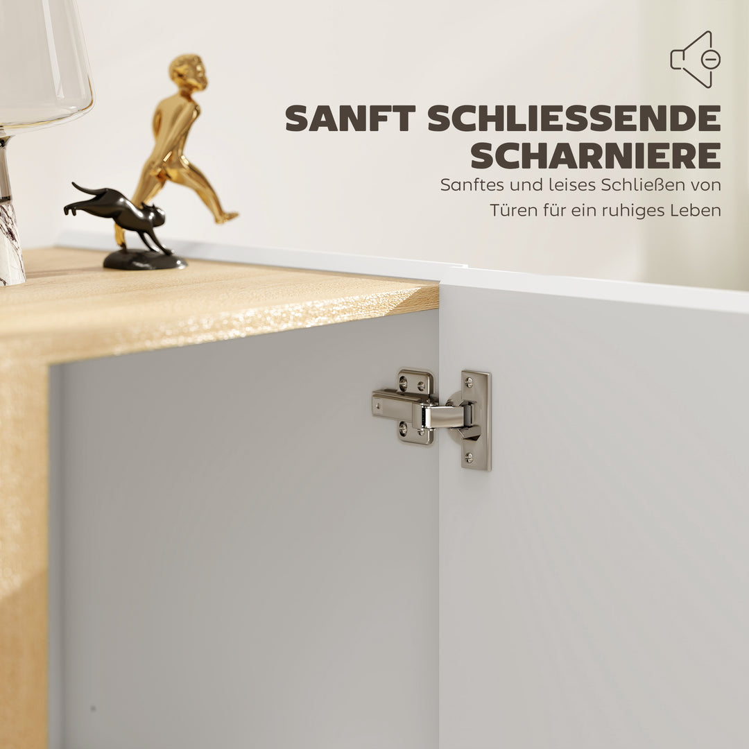 Kommode, skænk med soft-close låger, justerbar hylde, til stue, køkken, spisestue, hvid