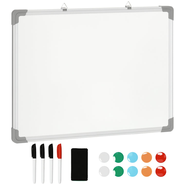 Magnetisk whiteboardtavle, let at viske af, med 4 tuscher, 10 magneter, 1 viskelæder, 60 x 1,8 x 45 cm
