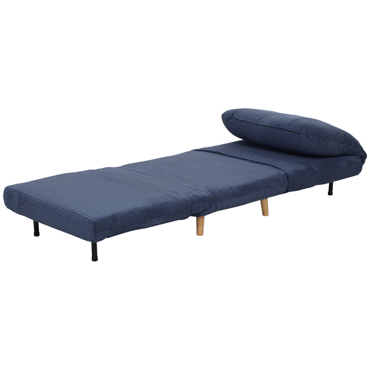 2-I-1 sovesofa gæsteseng, justerbar nakkestøtte fløjlslook 82 cm x 8 cm x 83 cm blå