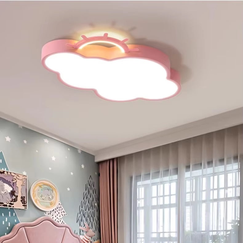 LED loftlampe til børneværelse, dæmpbar LUMELA + fjernbetjening, cloud pink