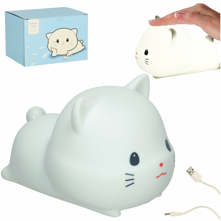 Silikone natlampe hvid RGB kat liggende