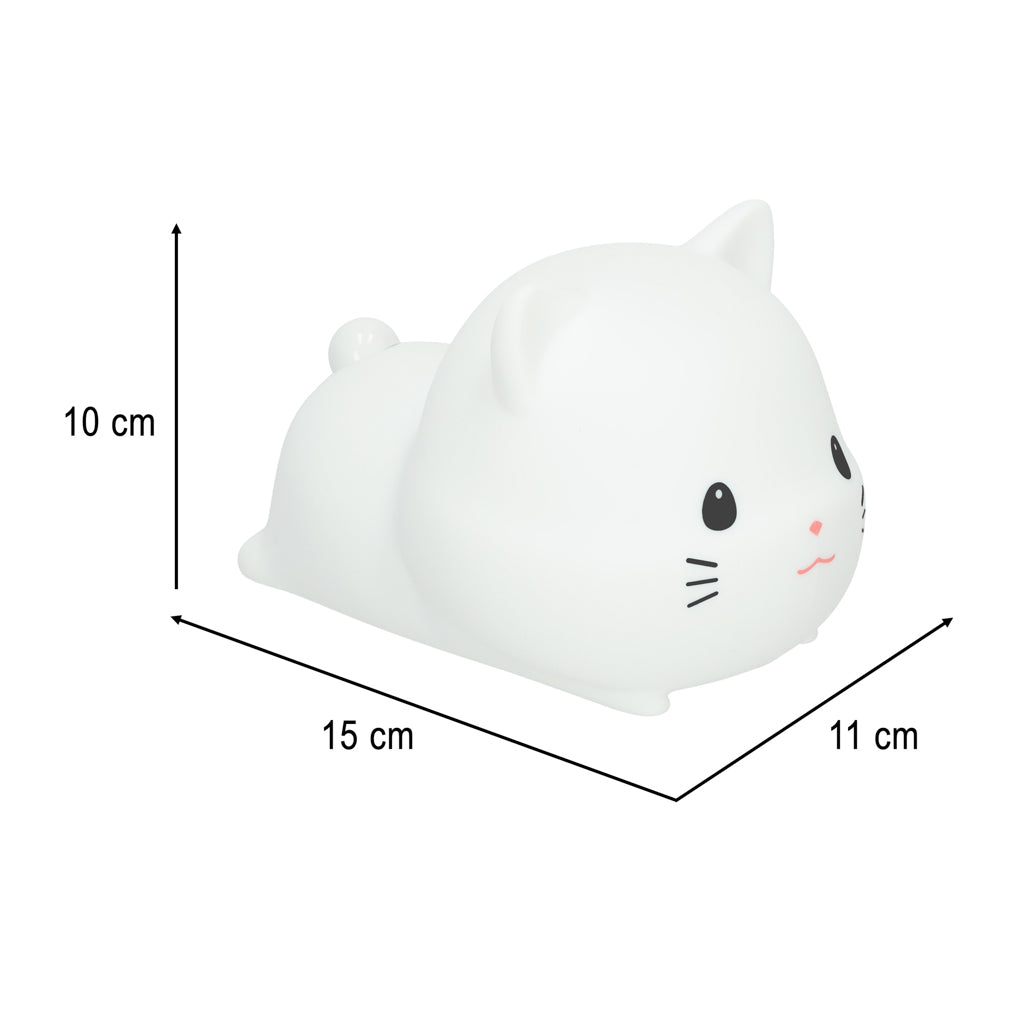 Silikone natlampe hvid RGB kat liggende