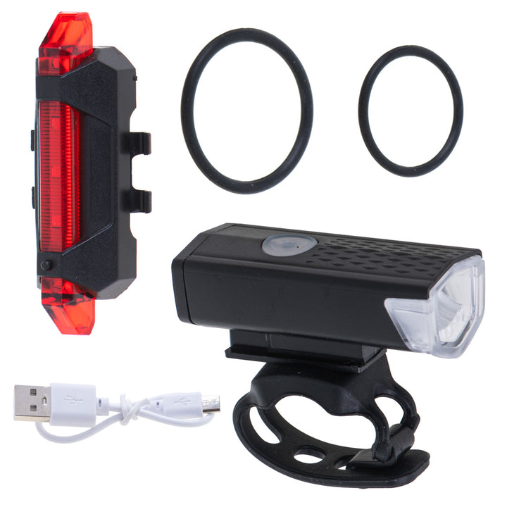LED cykellygte bag-forlygte sæt USB