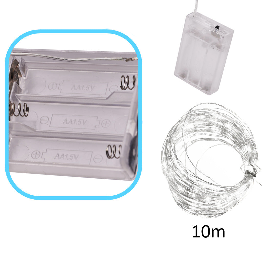 LED dekorative trådlys 10m 100LED koldhvid