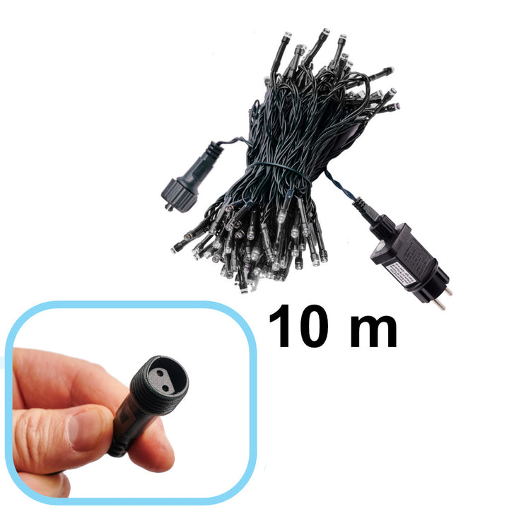 LED lyskæde 10m 100LED kold hvid