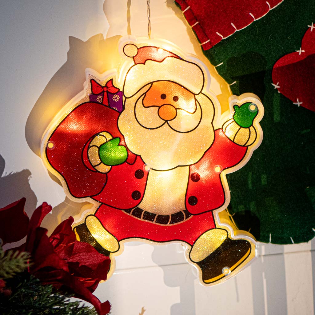 LED-lys hængende julepynt juledekoration julemanden med gaver