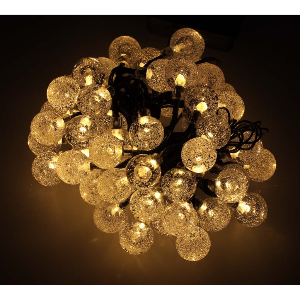 Solcellekuglehavelamper 7m 50LED varm hvid