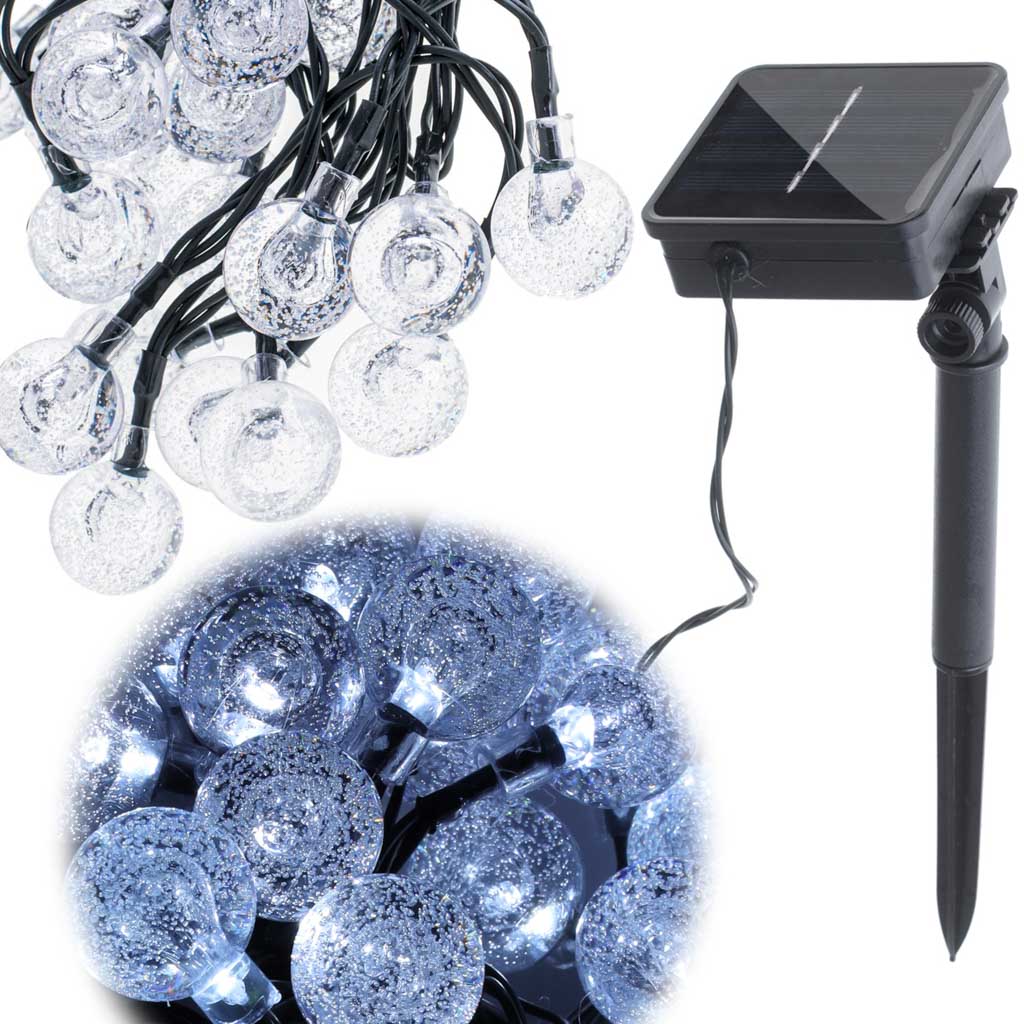 Solcellekuglehavelamper 7m 50LED koldhvid