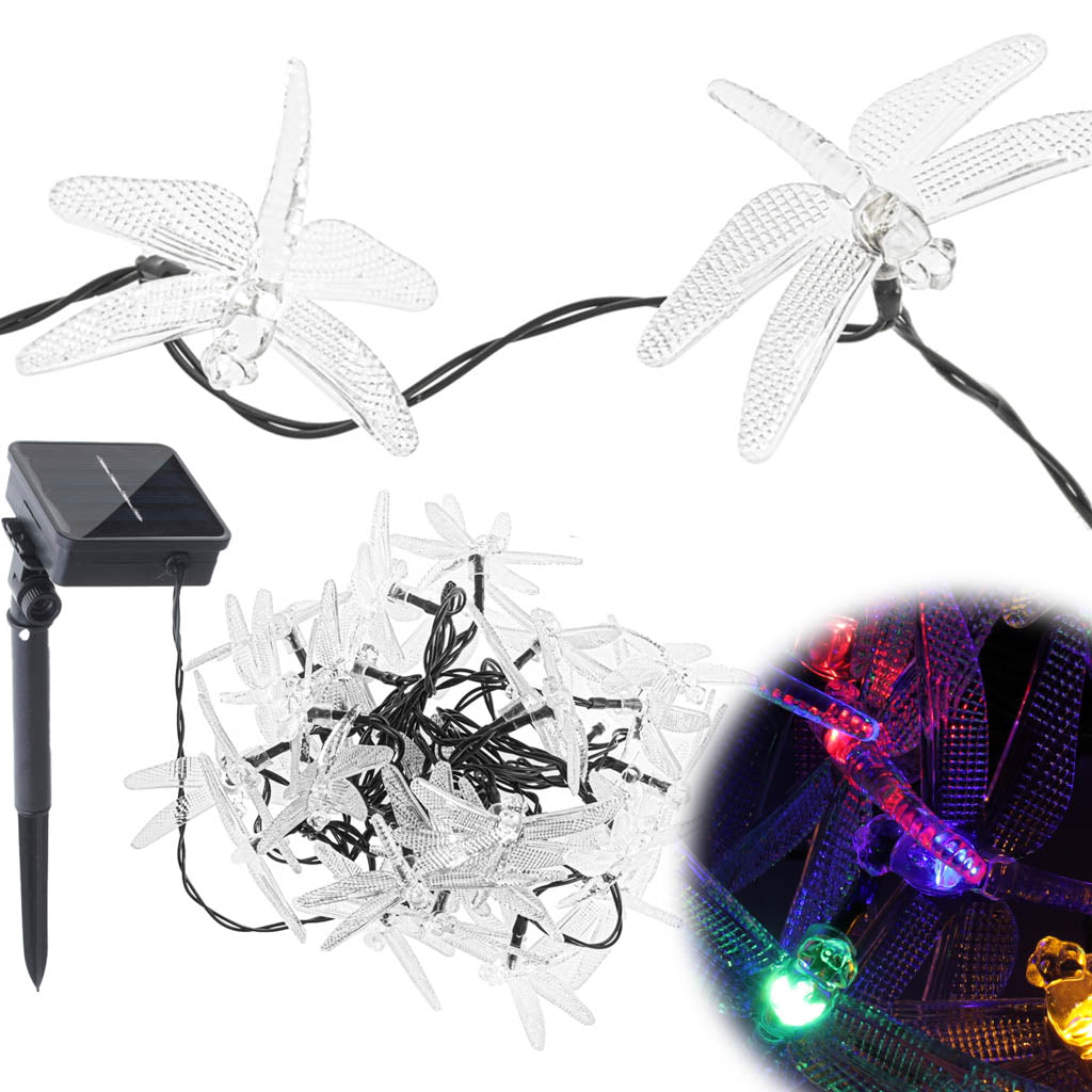Solcellehavelamper guldsmede 6,5m 30LED flerfarvet