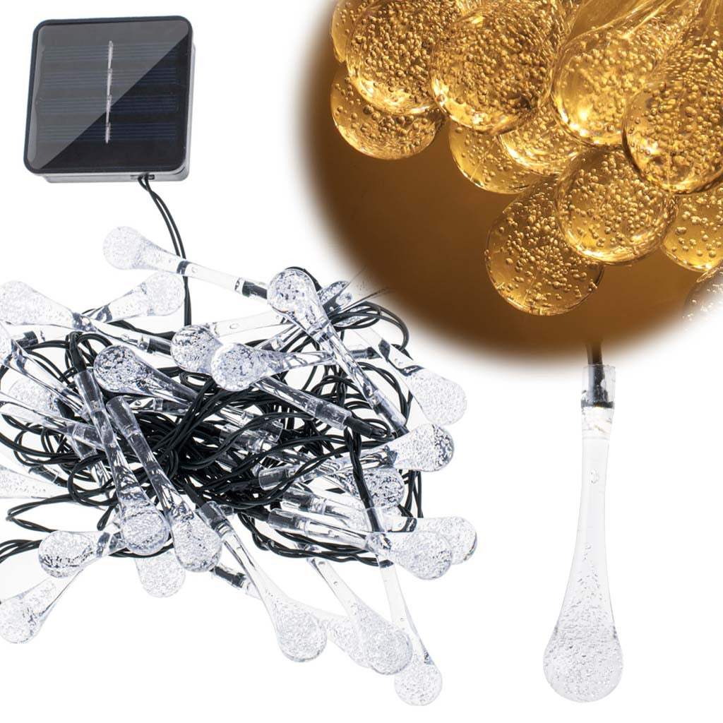 Solcelledrevne istaplys til haven 6,5m 30LED varm hvid
