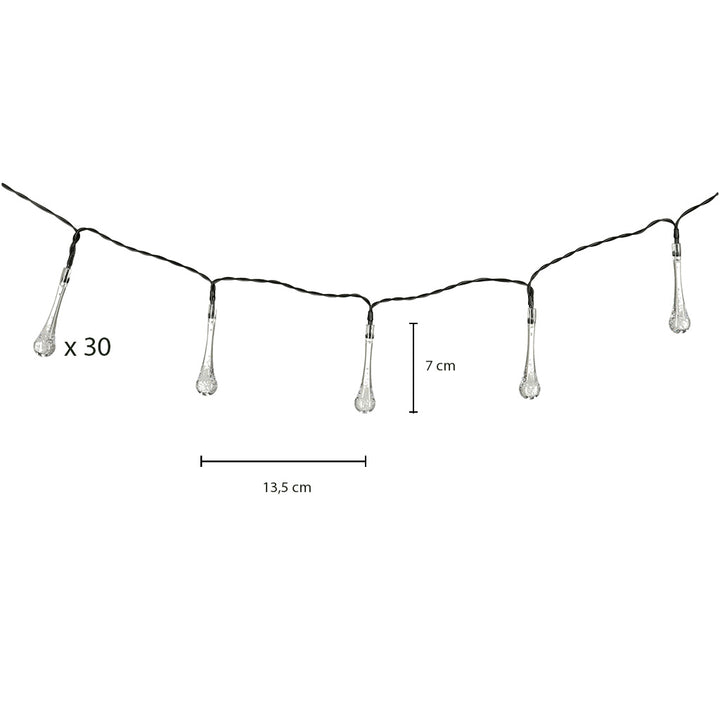 Solcelledrevne istaplys til haven 6,5m 30LED varm hvid