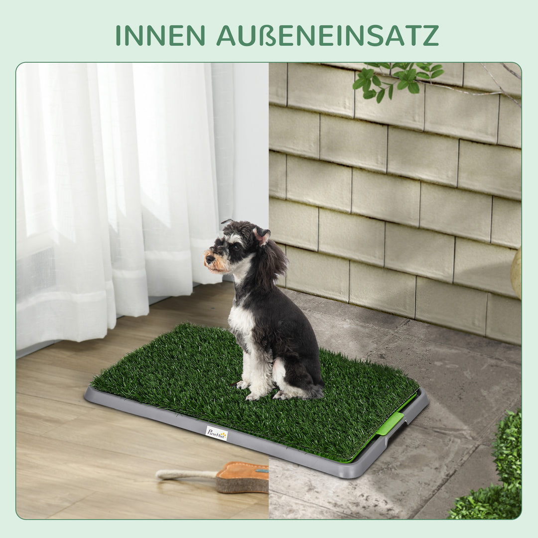 Hundetoilet med kunstgræs, drænhuller, lækagesikker, 67x41x3,5 cm, grøn