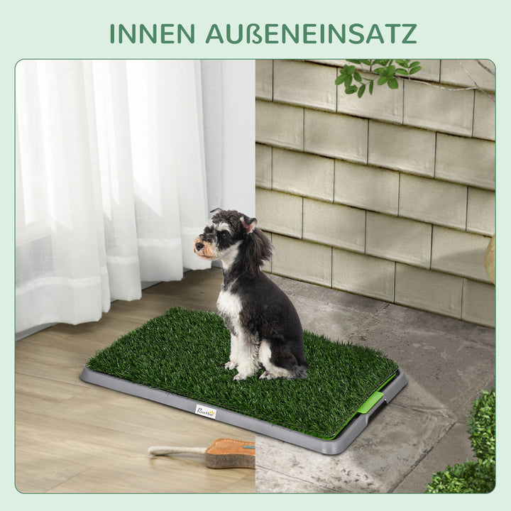 Hundetoilet med kunstgræs, drænhuller, lækagesikker, 67x41x3,5 cm, grøn