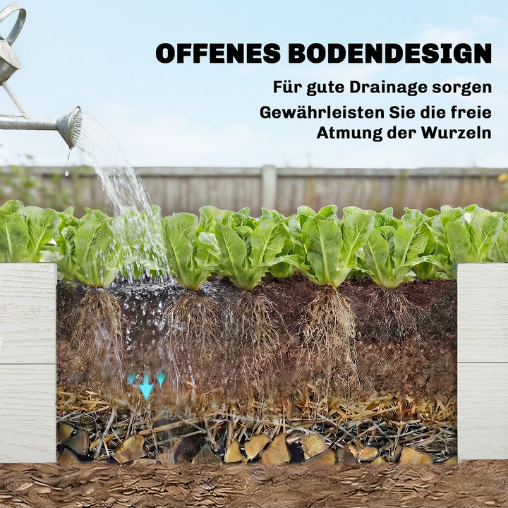 Højbed af plastik, stikbart plantebed med gør-det-selv-montering, kold ramme, 197 x 54 x 33 cm, hvid