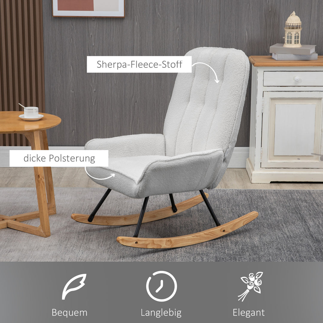 Gyngestol moderne design gyngestol, sherpa fleece, quiltet, 63 cm x 95 cm x 97 cm natur + grå