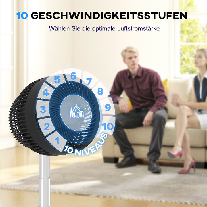 Ventilator, klimaanlæg med genopladeligt batteri, fjernbetjening, justerbar, sort