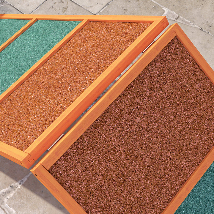 Agility hunderampe, sammenklappelig, justerbar højde, skridsikker, grantræ, op til 40 kg, 173 x 59 x 66 cm, orange/grøn