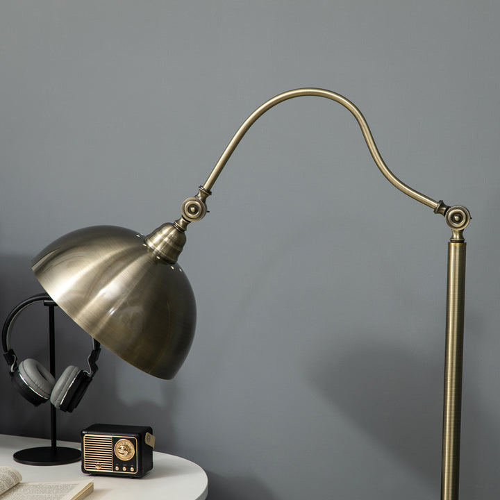Vintage gulvlampe med justerbar vinkel, messingfinish, 42 cm x 25,5 cm x 152 cm, bronze