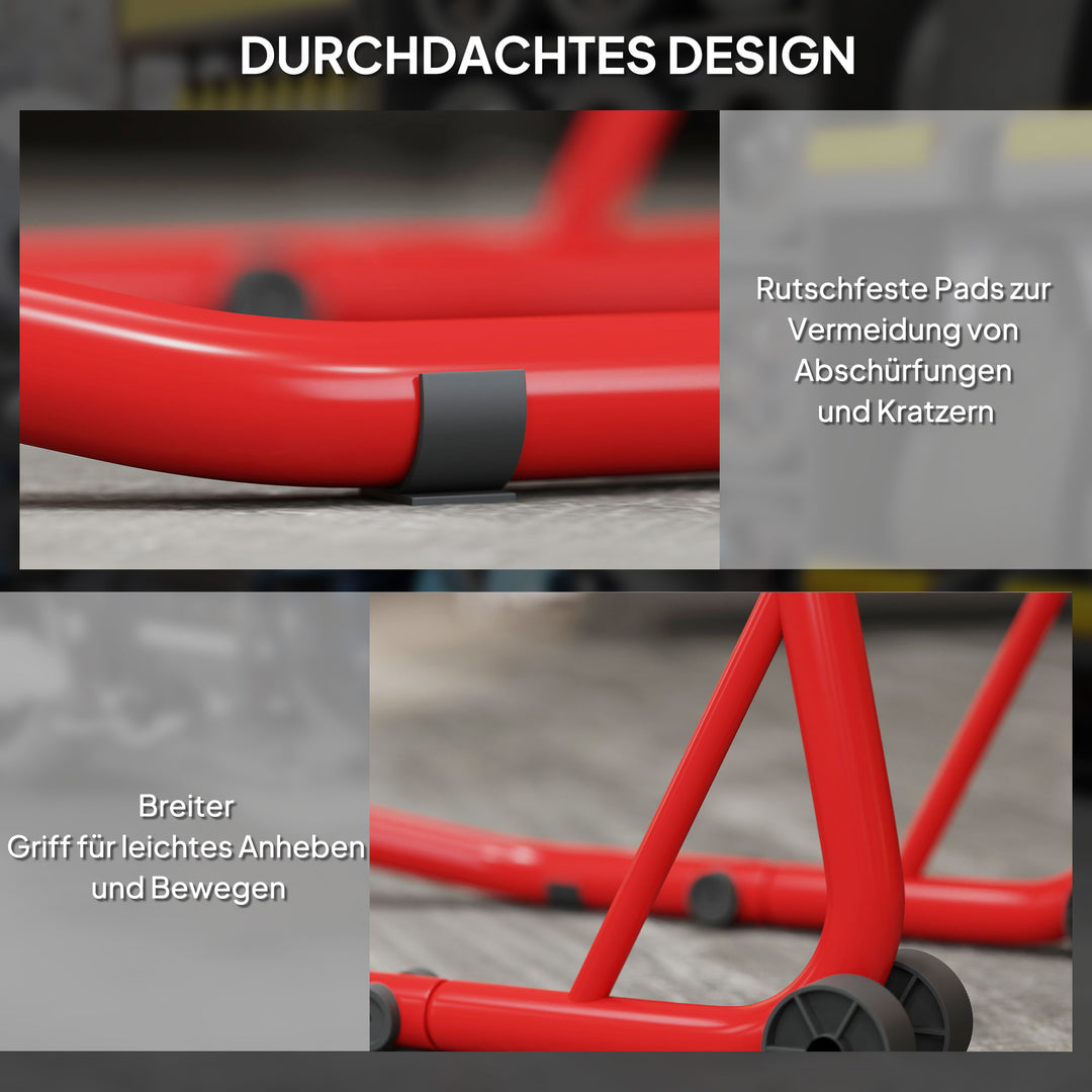 Motorcykel stander sæt for/bag montering stander motorcykel donkraft op til 544 kg stål rød
