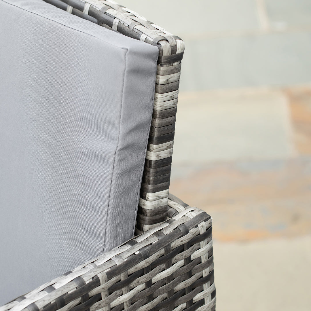 Polyrattan siddegruppe til 4 personer spisegruppe havesæt med hynder, grå