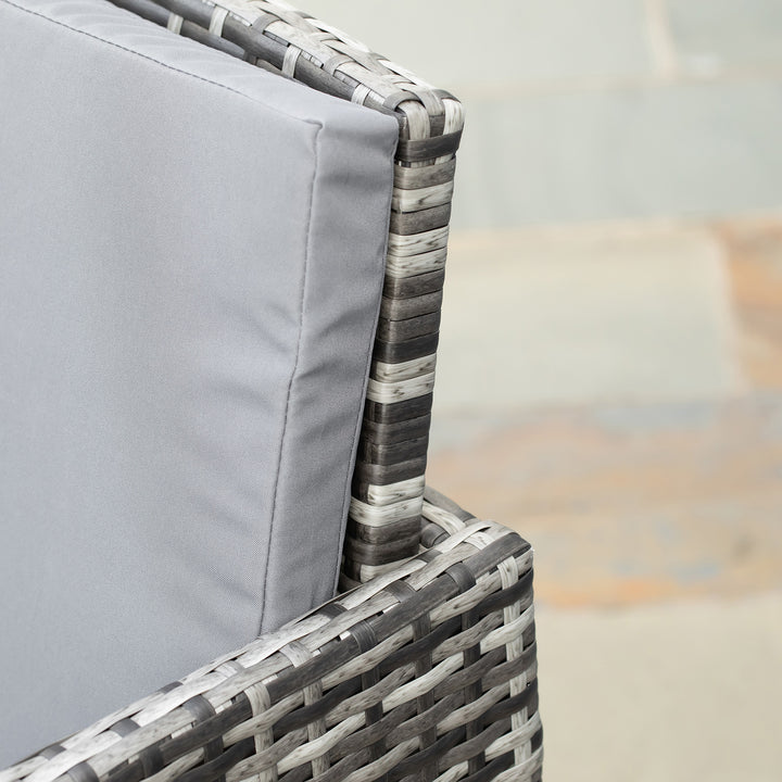 Polyrattan siddegruppe til 4 personer spisegruppe havesæt med hynder, grå