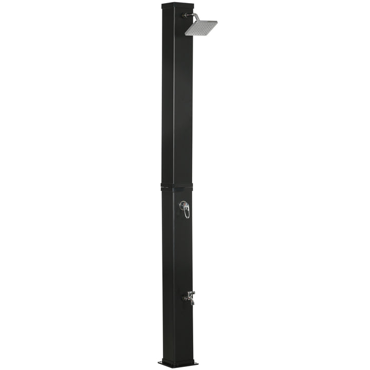 Solbruser, 360° roterende brusehoved, fodbruser, vandopvarmning op til 60°C, sort, 19 x 20 x 217 cm