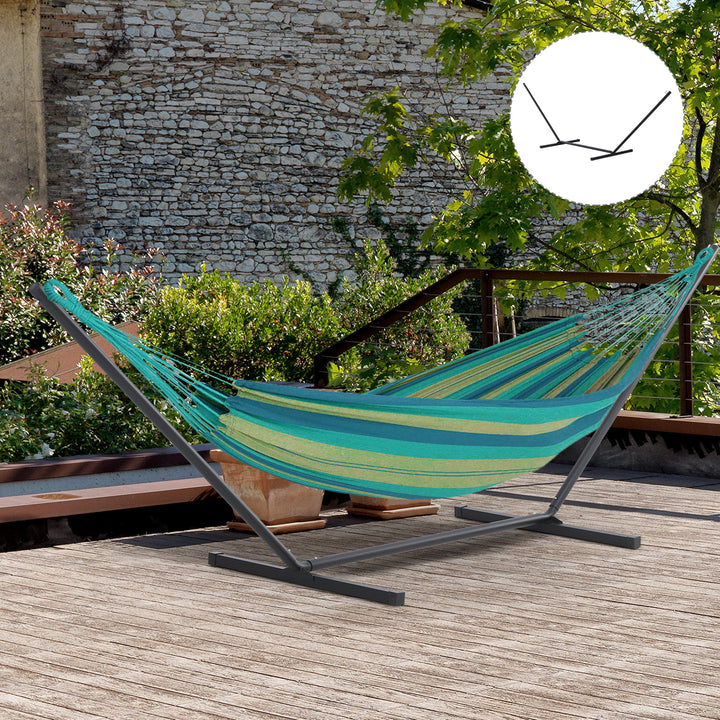 Hængekøjestativ til hængekøjer, hængekøjestativ med kroge, have, strand, metal, 360 x 92 x 112 cm, op til 120 kg