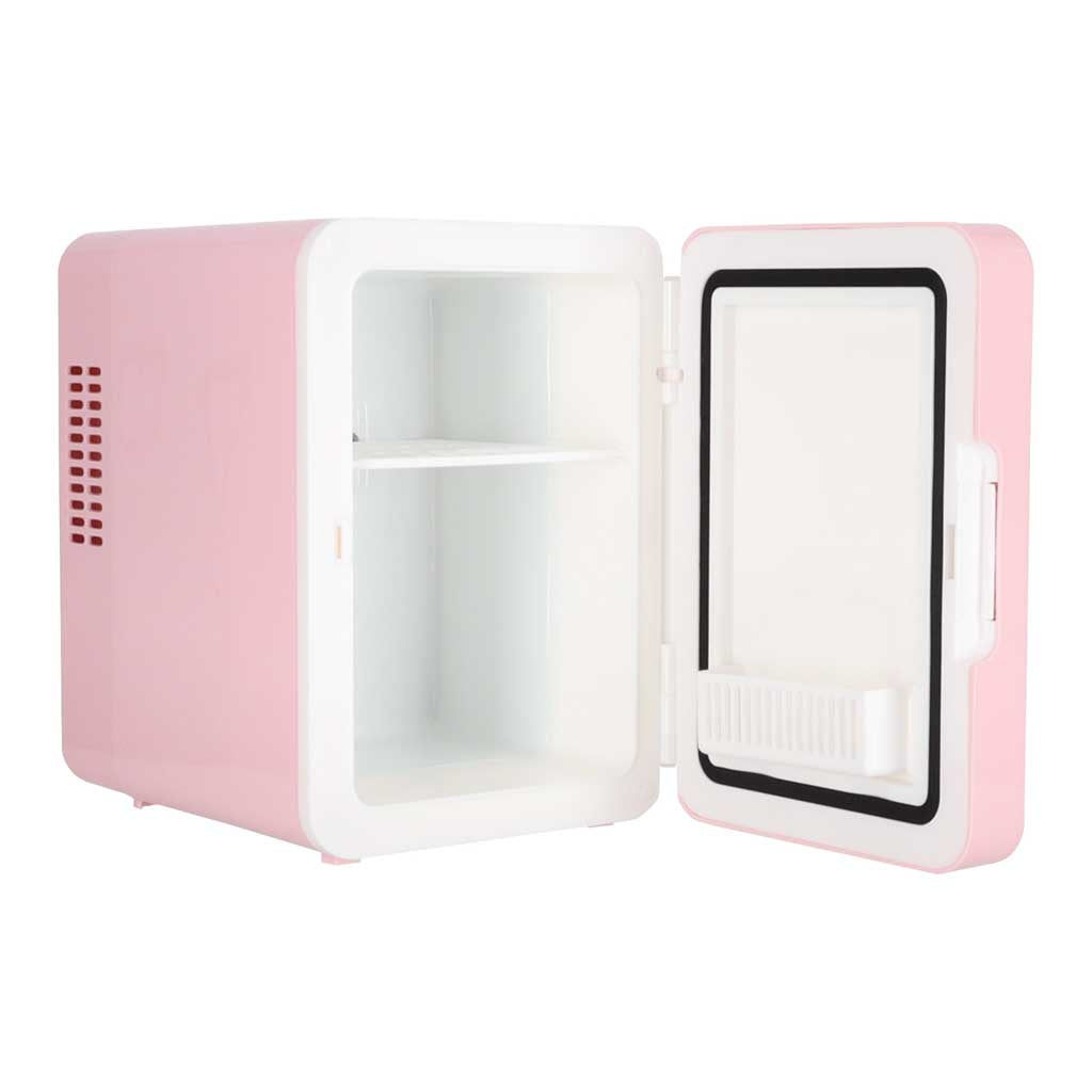 Rejsekøleskab elektrisk bil mini til mad kosmetik opvarmning køling 2in1 4L pink