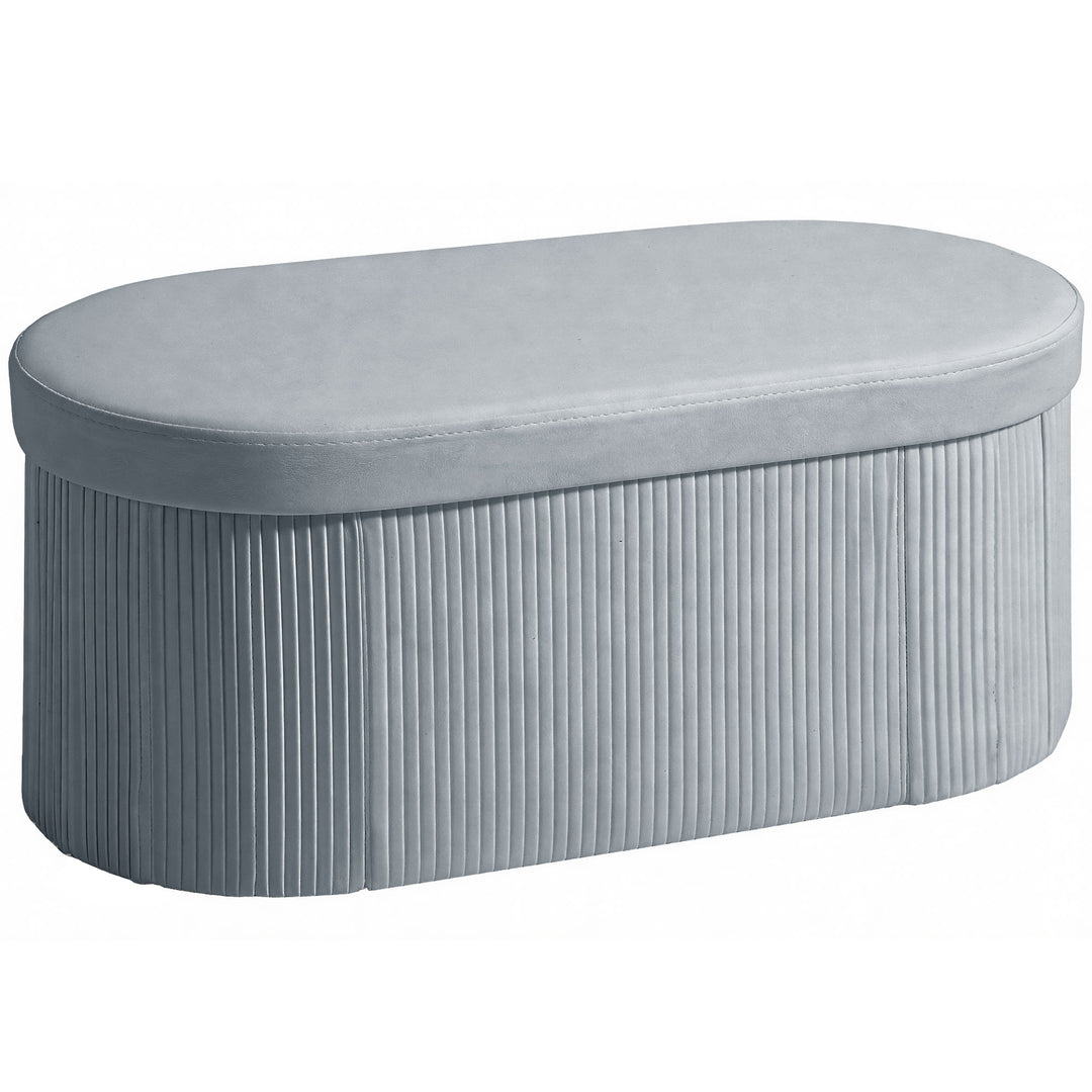Sammenklappelig opbevaringsbænk med fløjlslook, egnet til stue, 76 x 38 x 35 cm, mørkegrå