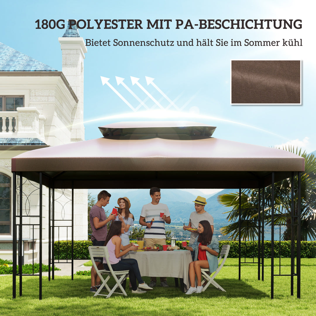 Udskiftningstag til havepavilloner 3x4m polyester kaffe