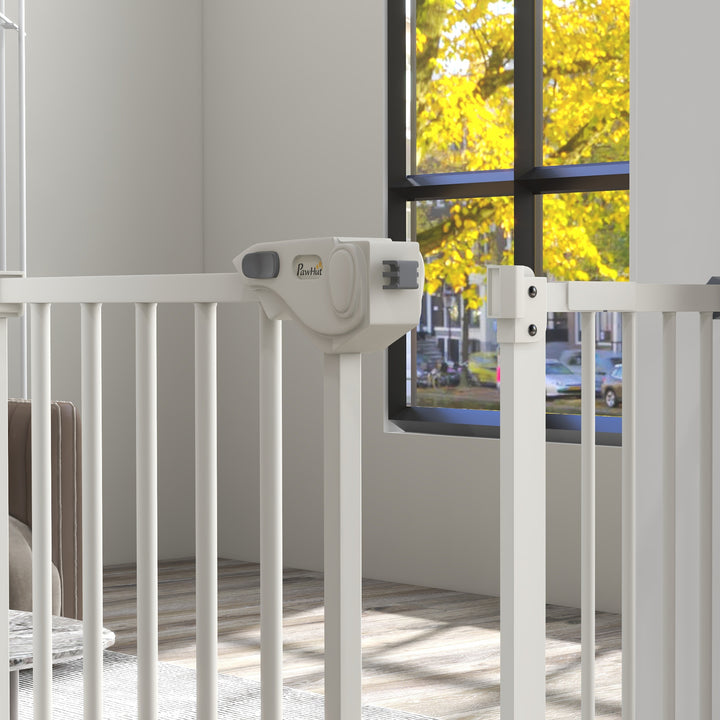 Hundegitter, kæledyrsgitter, metal, plast, 74-80/87-94 cm, hvid