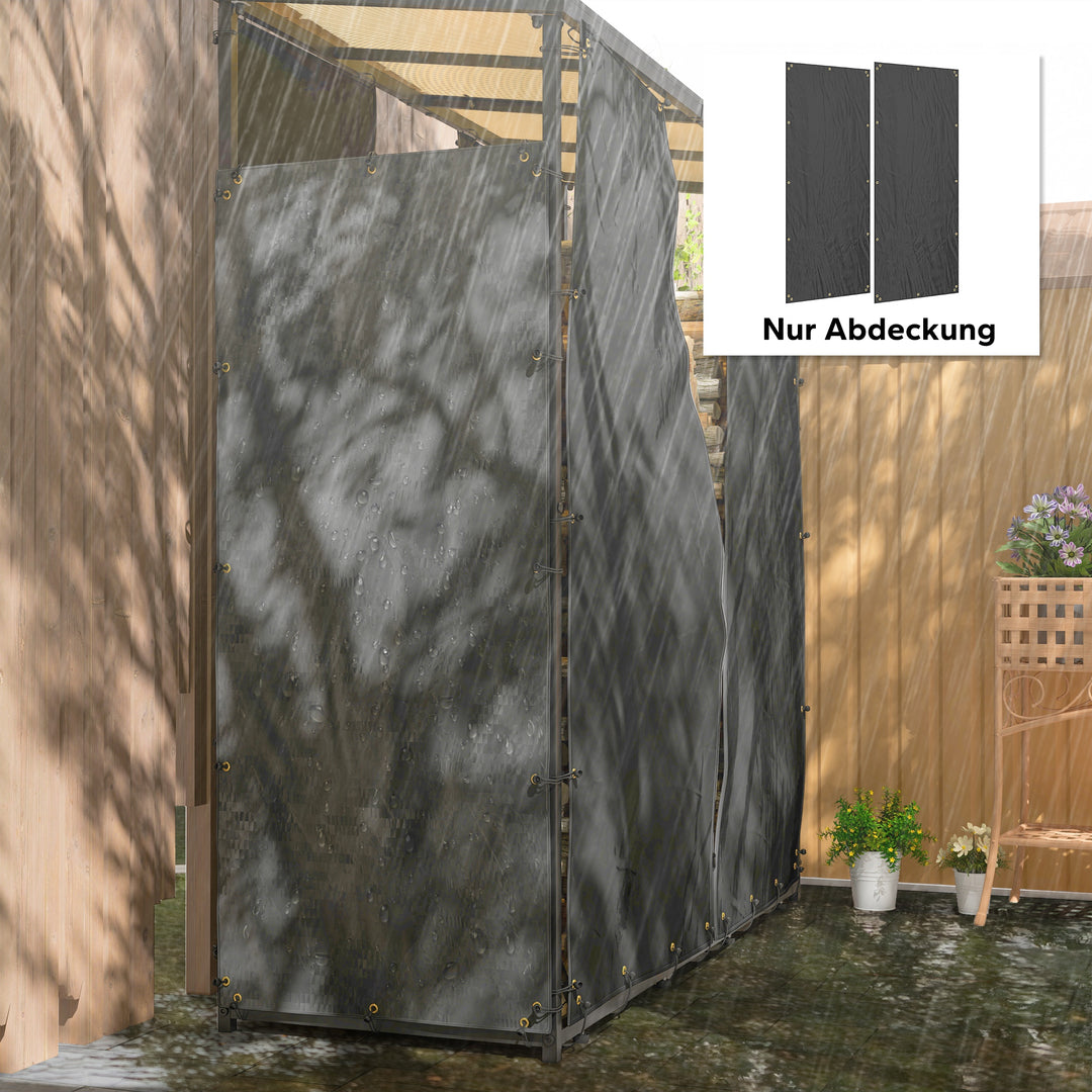 Brændehyldebetræk, sæt med 2, vejr- og støvtæt, 148 x 62 cm, sort