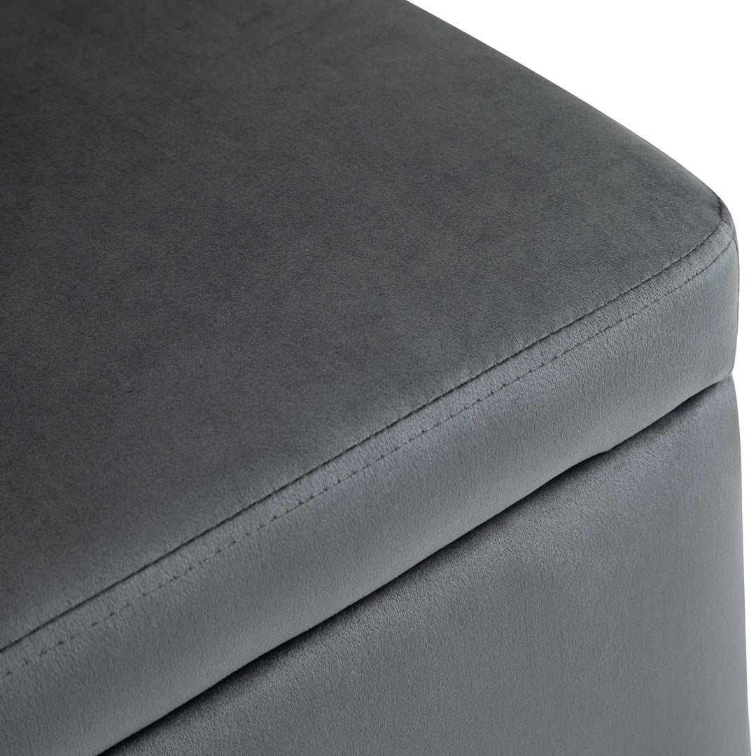 Opbevaringsbænk, polstret bænk med fløjlslook, opbevaringskommode med metalben, kommode til stue, soveværelse, entre, 100 x 40 x 42 cm, mørkegrå
