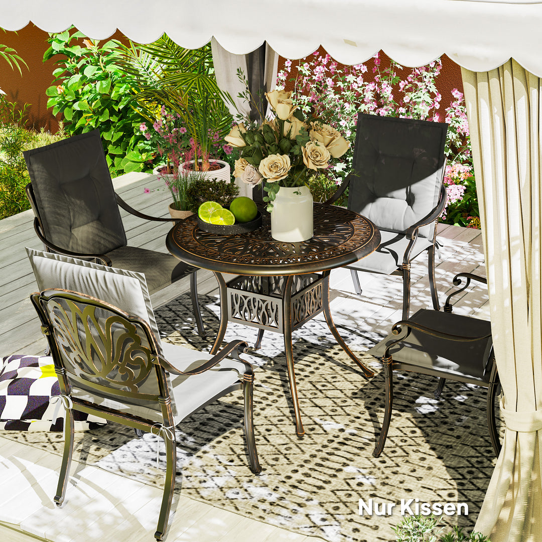 Sæt med 4 siddehynder 108 x 50 x 5 cm stolehynder med bånd, udendørs siddehynde lysegrå