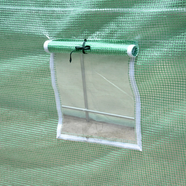 Rundbuedrivhus, 6 masker, transparent film, metalramme, 3,95 x 1,95 x 1,90 m, grøn