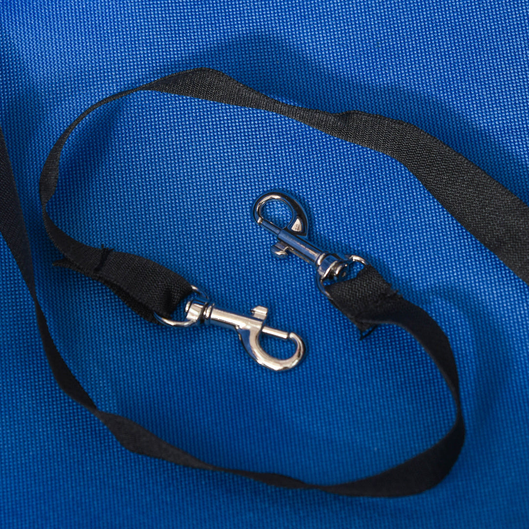 Hundevogn op til 4 kg sammenklappelig netkurv med vindue, gulv, kopholder, aftageligt tag, blå 67 x 45 x 96 cm